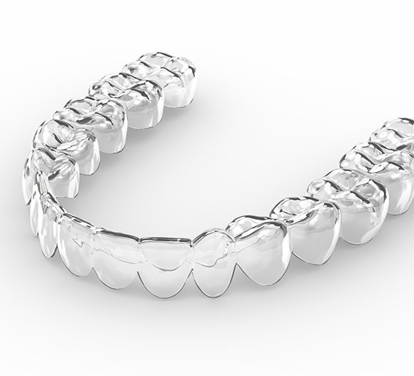 Clear aligner on a white background