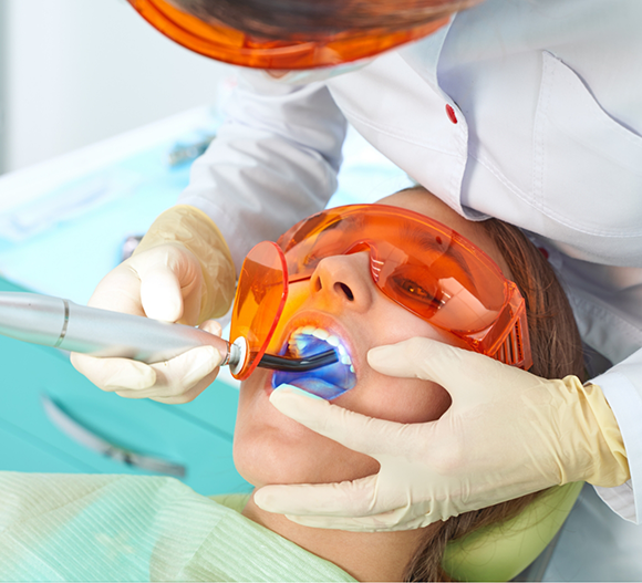 Young woman receiving cosmetic dental bonding in Doylestown