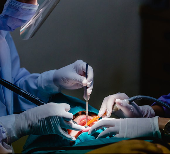 Dental patient undergoing a procedure