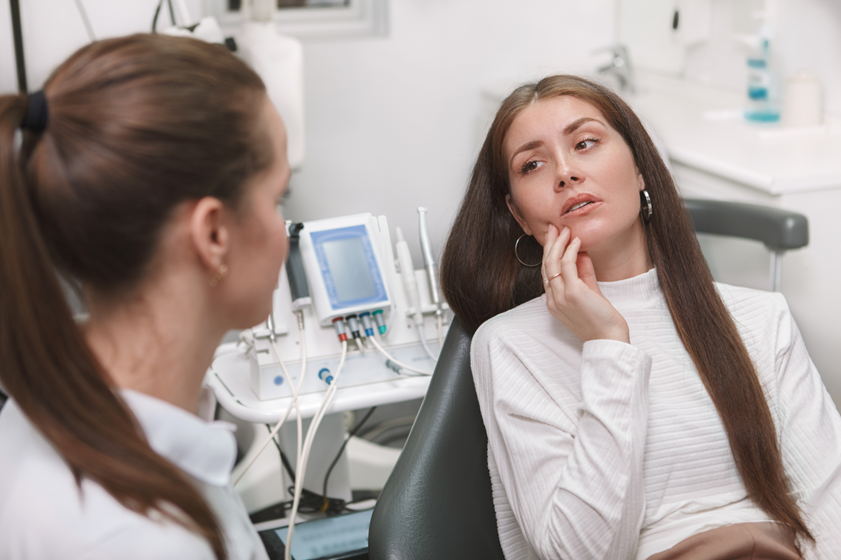 A patient visiting their emergency dentist.